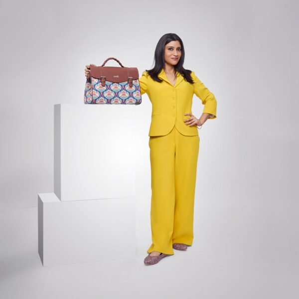 Konkona Heritage Satchel Bag - Kovil Blue