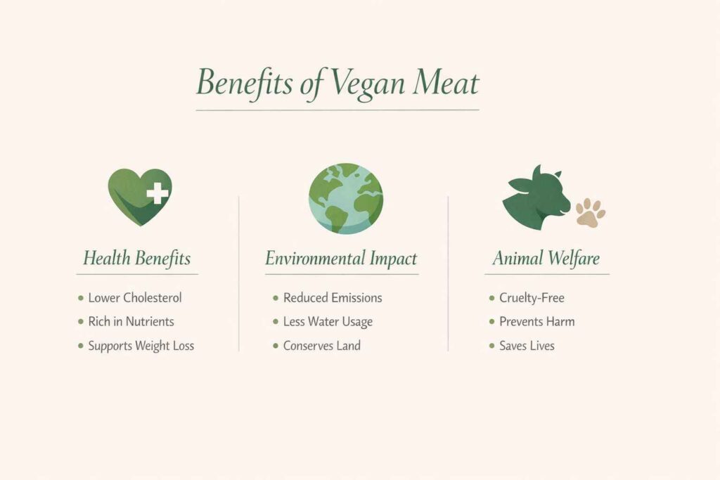 benefits of vegan meat health environmental and ethical advantages infographic”