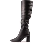 Peach Women's Vegan Leather Knee High Boots | Black - Image 3