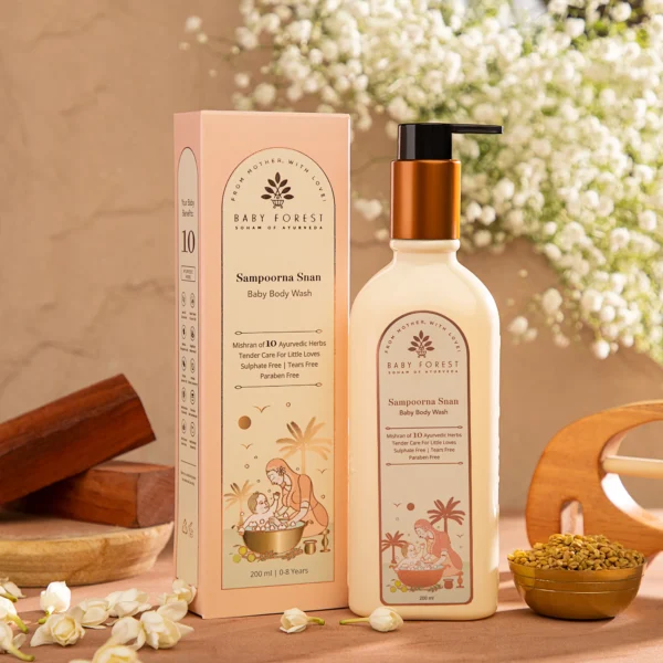 Vegan Baby Body Wash – Ayurvedic Tear-Free Cleanser with 10 Herbs (Sampoorna Snan)