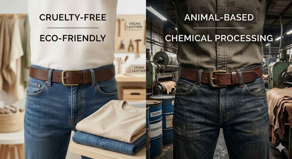 vegan vs real leather belt comparison