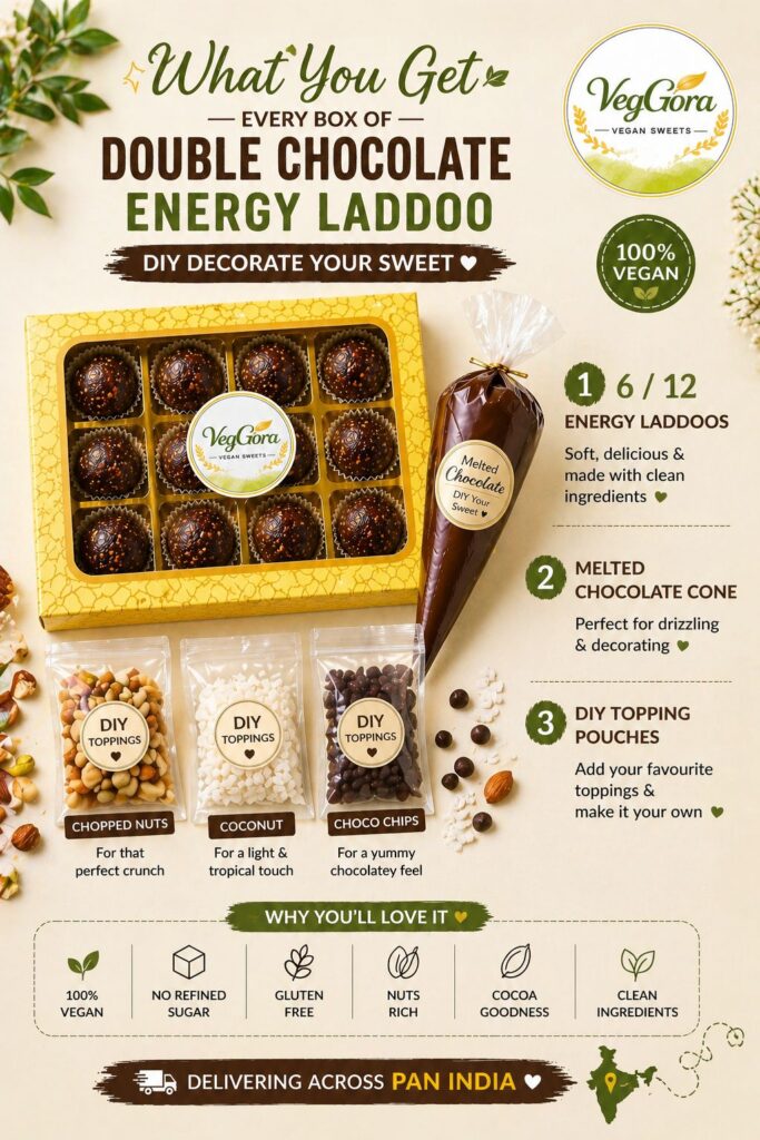 vegan chocolate energy laddoo box VegGora