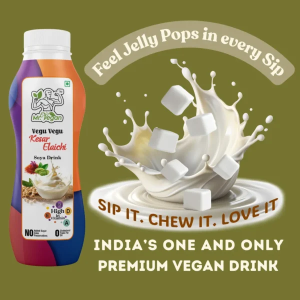 Vegu Vegu Kesar Elaichi Soya Drink | Rich Creamy Vegan Royal Drink