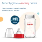 Wide Neck Glass Feeding Bottle for Baby – LuvLap Natura Flo BPA Free Anti-Colic Bottle 150ml Pack of 2 - Image 3