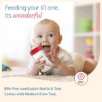 Wide Neck Glass Feeding Bottle for Baby – LuvLap Natura Flo BPA Free Anti-Colic Bottle 150ml Pack of 2 - Image 2