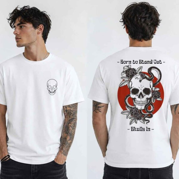 Born to Stand Out Oversized Unisex T-Shirt – Minimal Skull Front & Gothic Back Print Tee