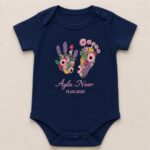Personalized Floral Monogram Baby Romper | Custom Embroidered Name & Birth Date Onesie - Image 3