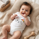 Floral Kitty Embroidered Baby Romper