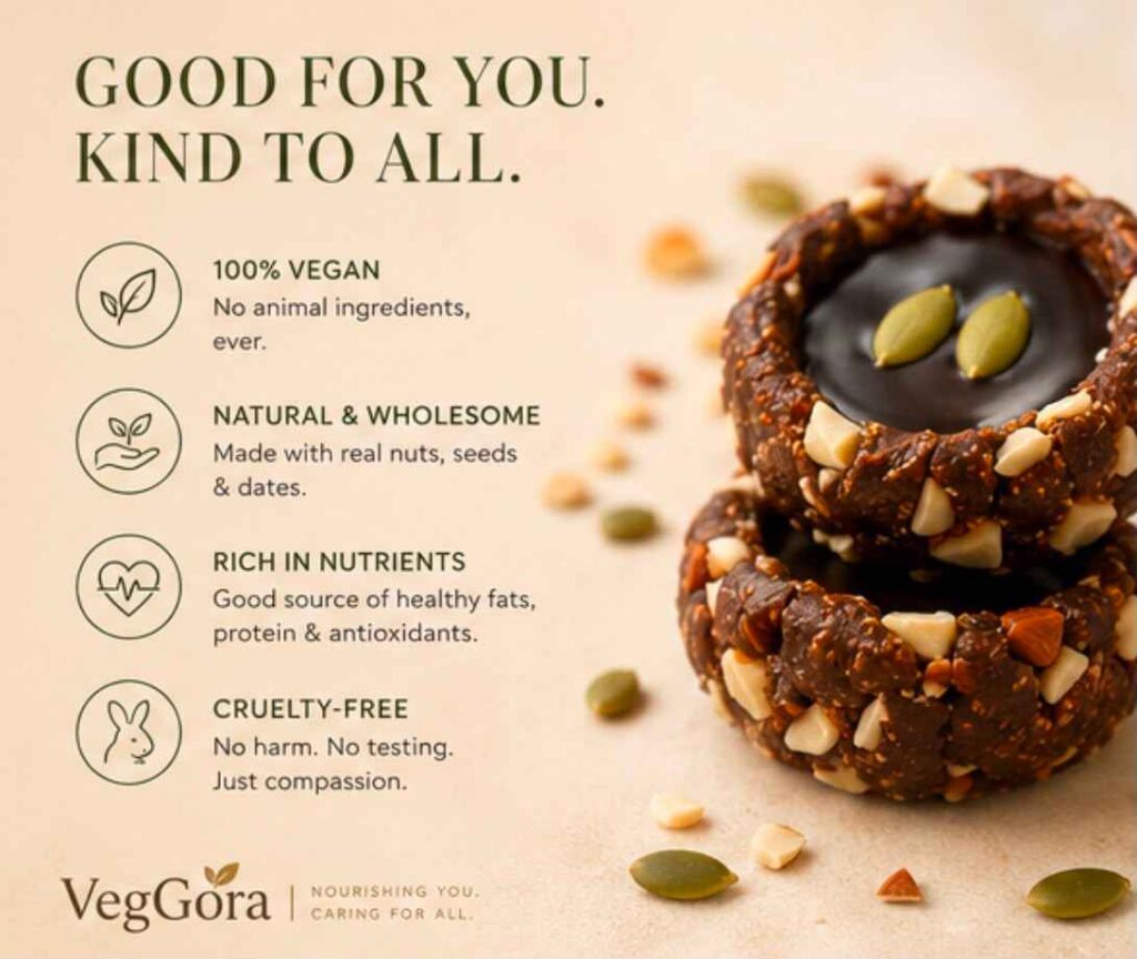 VegGora Luxury Dark Chocolate Nut Katori Cups – Vegan, No Refined Sugar, Handcrafted with Nuts and Seeds