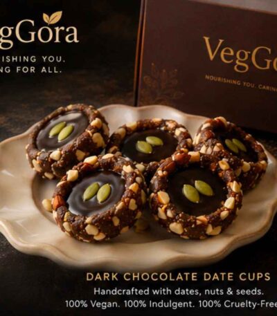 VegGora Luxury Dark Chocolate Nut Katori Cups – Vegan, No Refined Sugar, Handcrafted with Nuts and Seeds