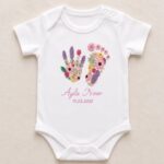 Personalized Floral Monogram Baby Romper | Custom Embroidered Name & Birth Date Onesie - Image 2