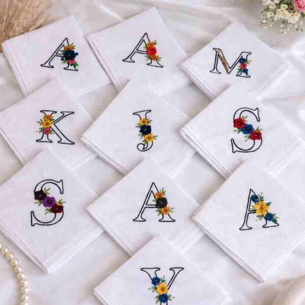 Hand-Embroidered Napkins – Wedding & Party Gift