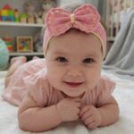 Premium Hand-Knitted Newborn Bow Headband – Adjustable Stretch Crochet Headwrap