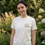 Hand-Embroidered Fawn & Wildflowers Heavyweight Cotton T-Shirt