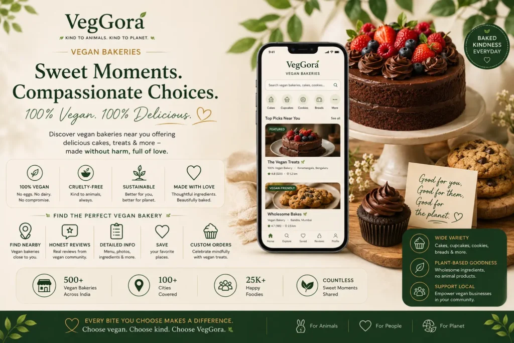Fresh vegan cakes cookies and bakery products