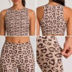 Heart Leopard High-Neck Crop Top & High-Waisted Leggings Set - Image 2