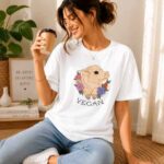 Cute Pig Vegan Graphic Unisex Cotton T-Shirt - Image 3