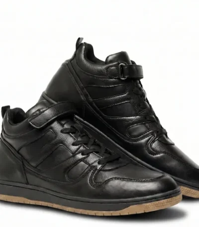 Black High-Top Strap Sneakers