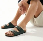 Forest Green Double Strap Sandals