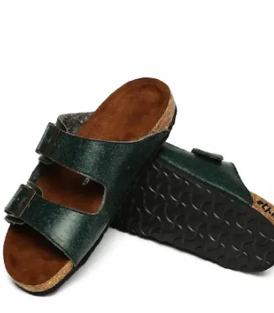 Forest Green Double Strap Sandals