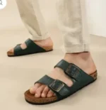 Forest Green Double Strap Sandals