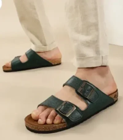 Forest Green Double Strap Sandals