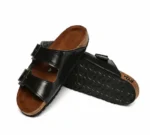 Charcoal Black Double Strap Sandals