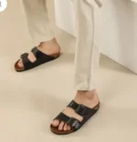 Charcoal Black Double Strap Sandals