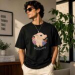 Cute Pig Vegan Graphic Unisex Cotton T-Shirt - Image 2