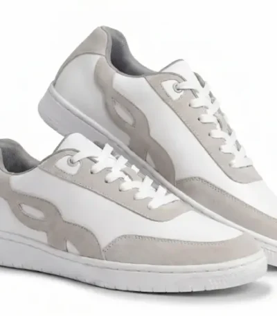 White Lace-Up Sneakers