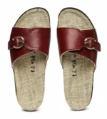 Burgundy Double Strap Buckle Sandals
