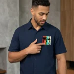 Men's Black Tropical Surf Graphic Printed Oversized Cuban Collar Shirt - Image 7