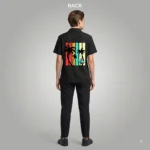 Men's Black Tropical Surf Graphic Printed Oversized Cuban Collar Shirt - Image 3