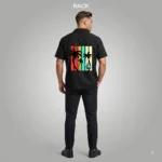 Men's Black Tropical Surf Graphic Printed Oversized Cuban Collar Shirt - Image 6